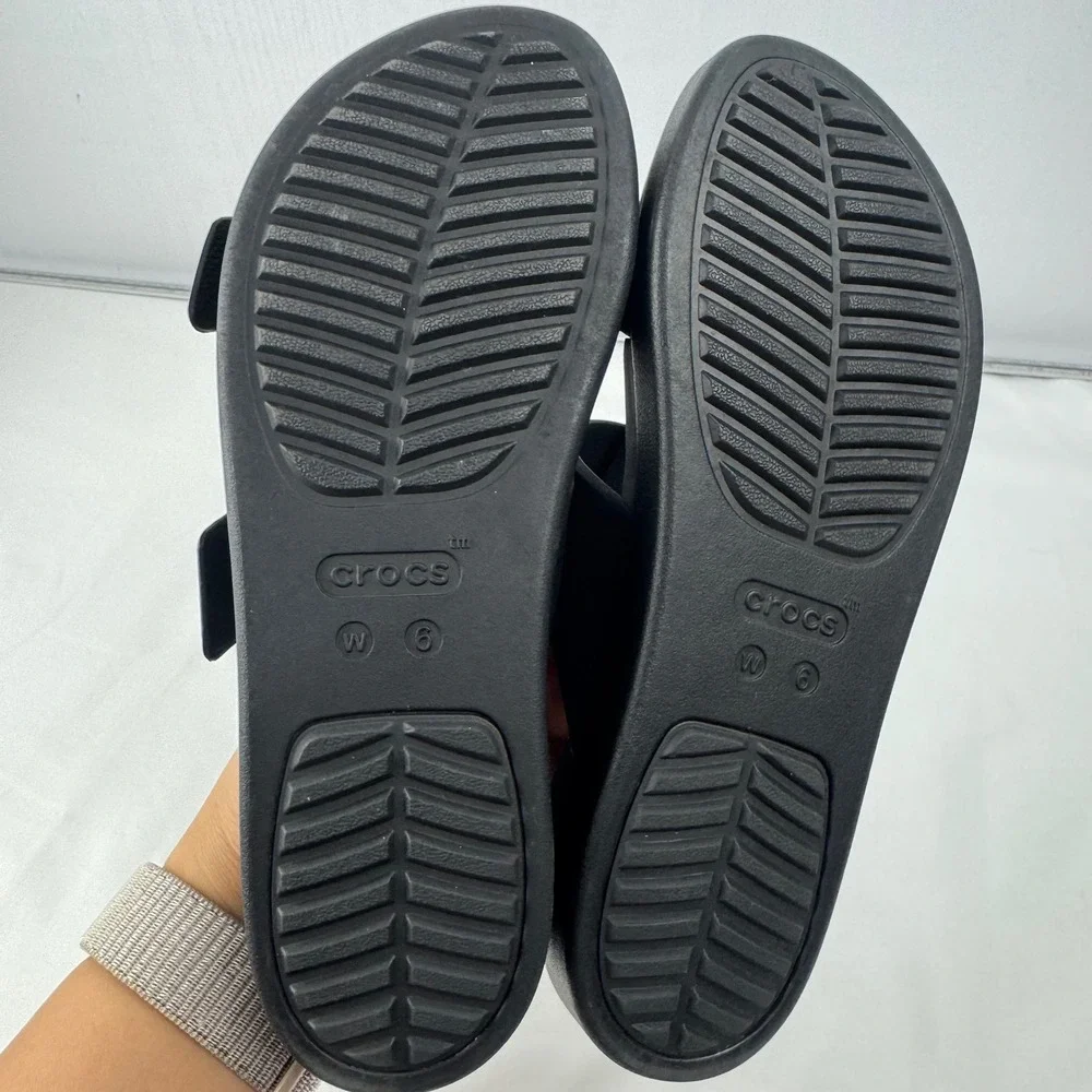 Crocs LiteRide Brooklyn Women Black Adjustable Strap Slides Sandals Size 6 - Picture 6 of 12